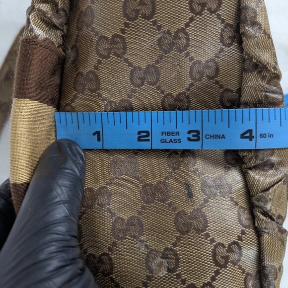 Authentic GUCCI Beige/Ebony Crystal Web Stripe Small Shoulder Bag Made in Italy - Picture 14 of 16